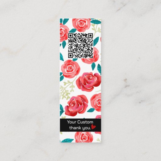 手描き明るい花ブックマーク スキニー名刺 (裏面)