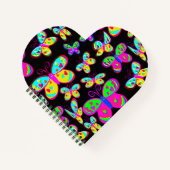 手描き明るく美しいハート蝶 ノートブック (正面)