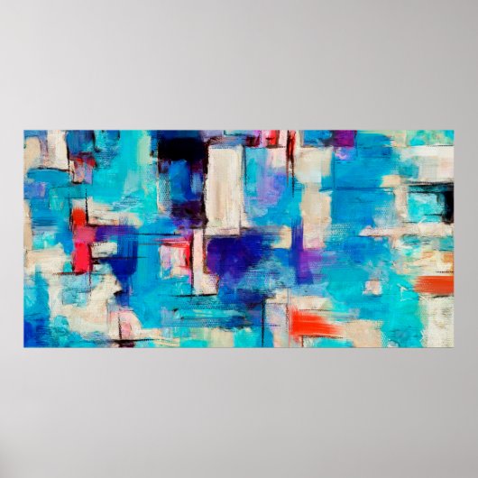 手描き明絵画るい背景の印象付き ポスター (正面)