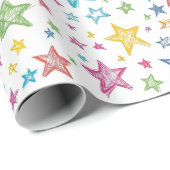 手描き星カラフルキッズ ラッピングペーパー (ロールコーナー)