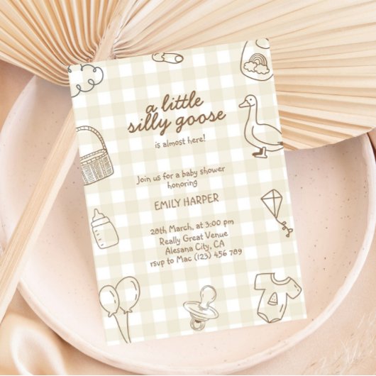 手描き春グースベイビーシャワー招待状 招待状