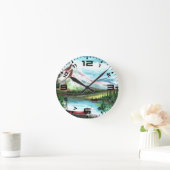 手描き春景観風景–24531 ラウンド壁時計 (ホーム)