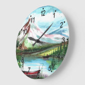 手描き春景観風景–24531 ラージ壁時計 (傾斜)