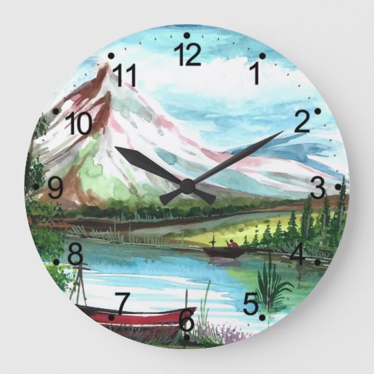 手描き春景観風景–24531 ラージ壁時計 (正面)