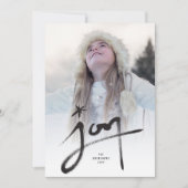 手描き書道が星写真で喜びをブラシ シーズンカード (正面)