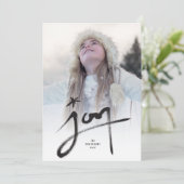 手描き書道が星写真で喜びをブラシ シーズンカード (スタンド正面)