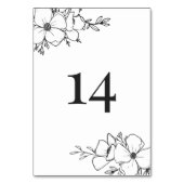 手描き木炭と白い花テーブル番号 テーブルナンバー (裏面)