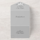 手描き木炭と白結婚花 オールインワン招待状 (外側)