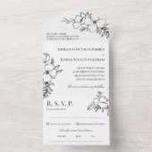 手描き木炭と白結婚花 オールインワン招待状 (内側)