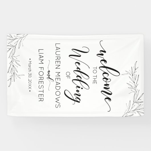 手描き枝の結婚歓迎バナー 横断幕 (横)