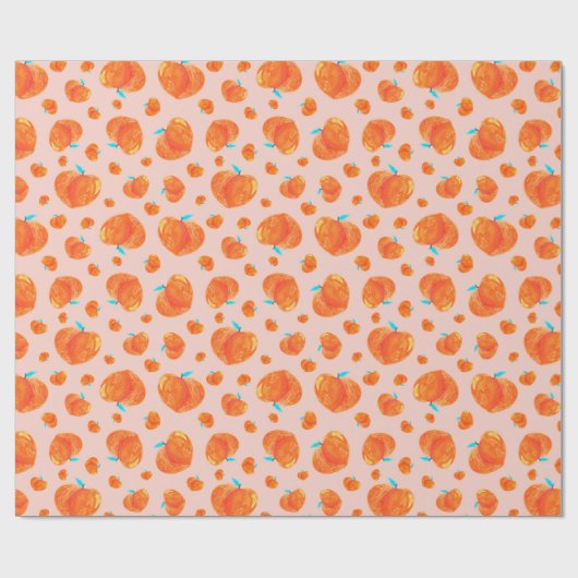 手描き桃のパターン ラッピングペーパー (フラット)