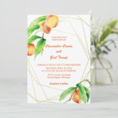 手描き桃の水彩結婚式招待状 招待状 (スタンド正面)