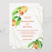 手描き桃の水彩結婚式招待状 招待状 (正面/裏面)