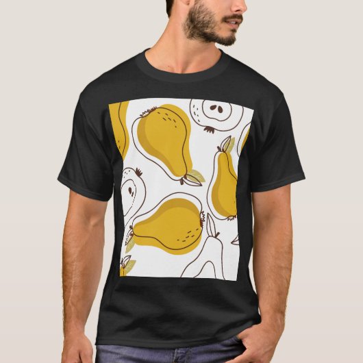 手描き梨の装飾壁紙 Tシャツ (正面)