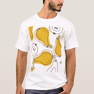 手描き梨の装飾壁紙 Tシャツ