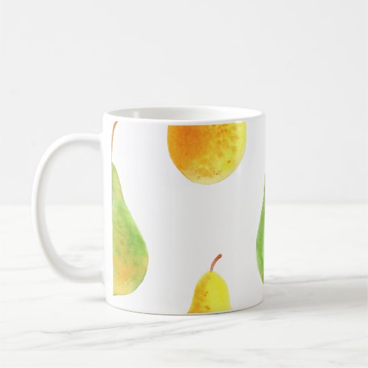 手描き梨、水彩食品写真 コーヒーマグカップ (左)