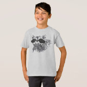 手描き森林野生動物アライグマ Tシャツ (正面フル)