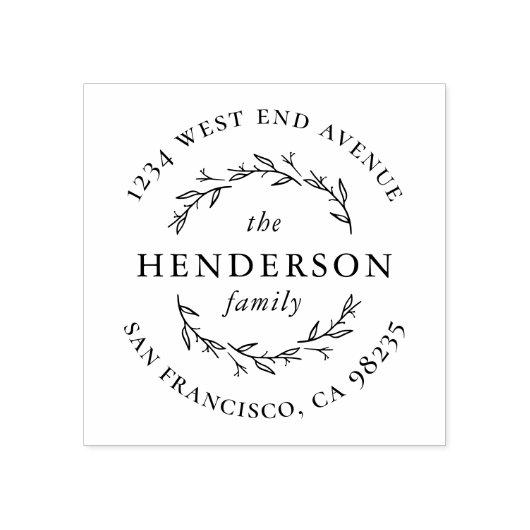 手描き植物丸ファミリー差出人住所 ラバースタンプ (インプリント)