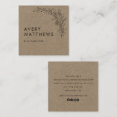 手描き植物園ミニマル素朴 スクエア名刺 (正面/裏面)