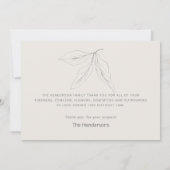 手描き植物学シンプルの葬儀ありがとう サンキューカード (裏面)