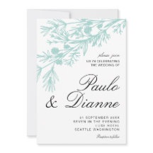 手描き植物学葉結婚式招待状