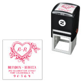 手描き植物性ハートイニシャル差出人住所 セルフインキングスタンプ (インサイチュ)