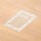 手描き植物性ブライダルシャワー アクリル招待状 (レイダウン)