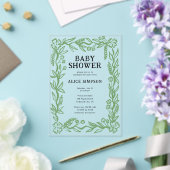 手描き植物性ベビーシャワー アクリル招待状 (インサイチュ (ウェディング))