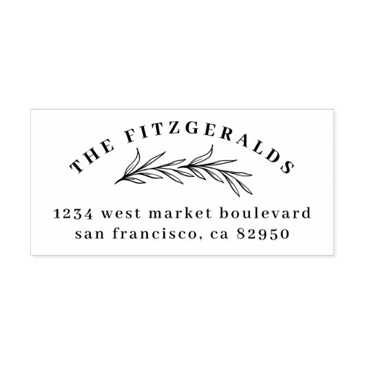 手描き植物枝ファミリー差出人住所 ラバースタンプ (インプリント)