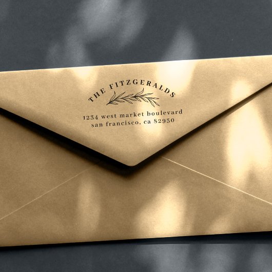 手描き植物枝ファミリー差出人住所 ラバースタンプ