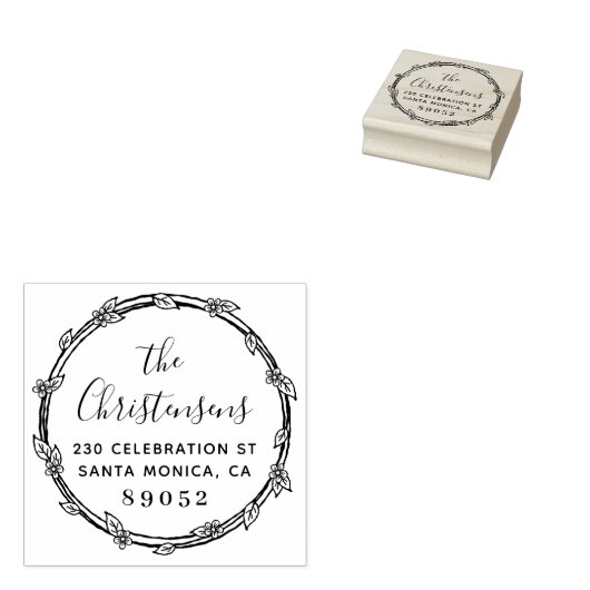 手描き植物科縁ど科差出人住所 ラバースタンプ (押印)