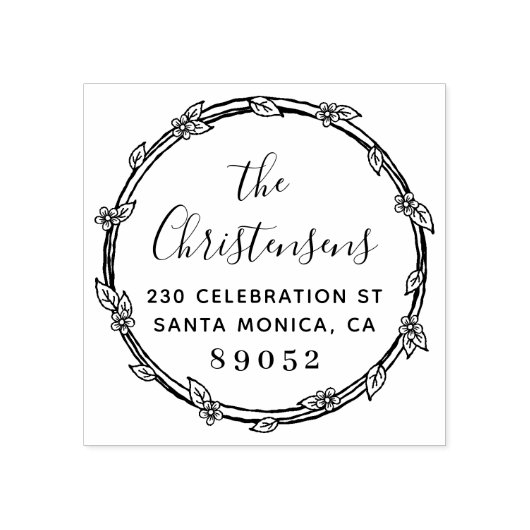 手描き植物科縁ど科差出人住所 ラバースタンプ (インプリント)