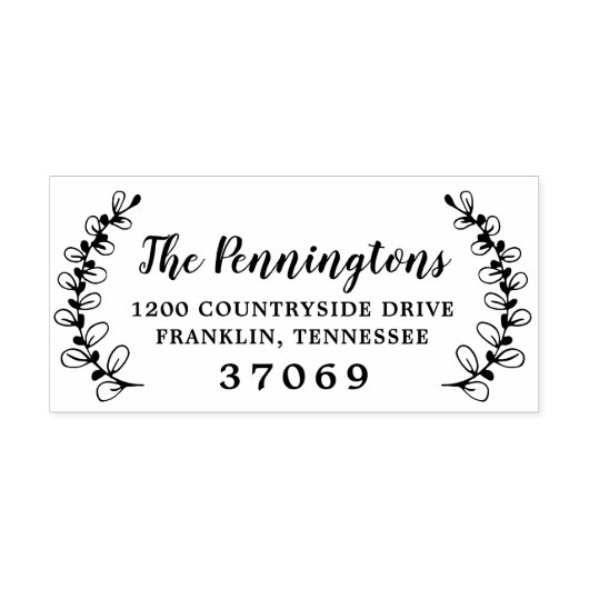 手描き植物葉の枝 セルフインキングスタンプ (デザイン)