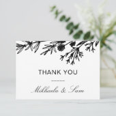 手描き植物葉サンキューカード 招待状 (スタンド正面)