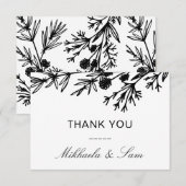 手描き植物葉サンキューカード 招待状 (正面/裏面)
