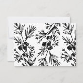 手描き植物葉サンキューカード 招待状 (裏面)