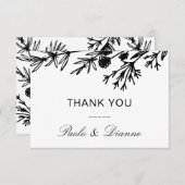 手描き植物葉サンキューカード 招待状 (正面/裏面)