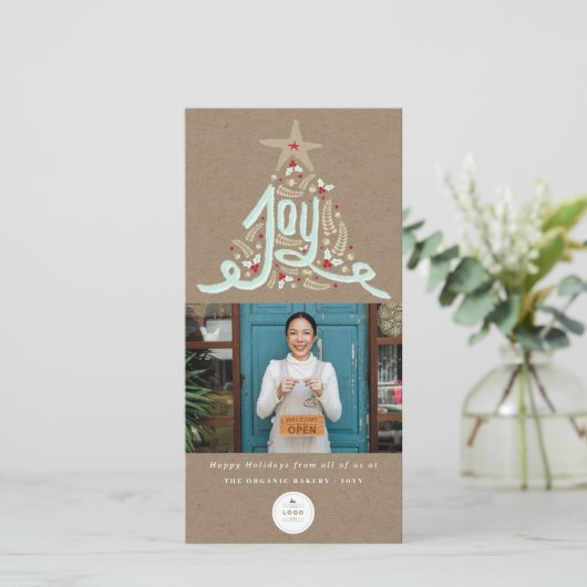 手描き歓喜の書道の紅葉フォトビジネス シーズンカード (スタンド正面)