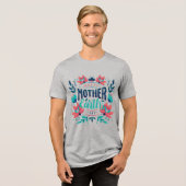 手描き母地球の日デザイン-23184 トライブレンドTシャツ (正面全面)