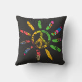 手描き民族平和サインHippie Bohemian クッション (裏面)
