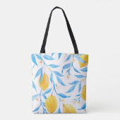 手描き水の色レモンのパターン トートバッグ (裏面)