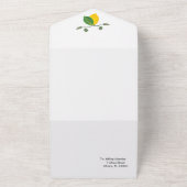 手描き水彩のレモンとワインの結婚式 オールインワン招待状 (外側)