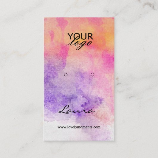 手描き水彩カラフルイヤリングディスプレイ 名刺 (正面)