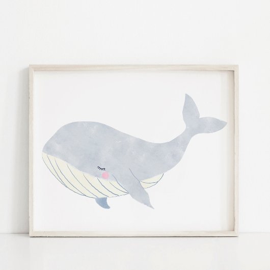 手描き水彩クジラの保育園アート ポスター