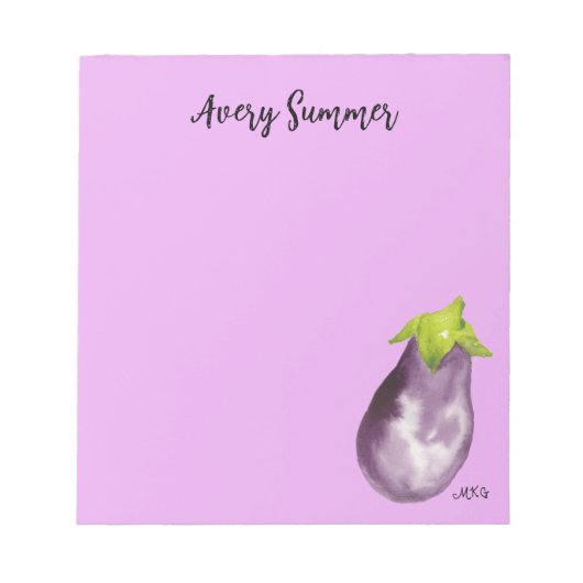 手描き水彩ナス明るい紫 ノートパッド (正面)