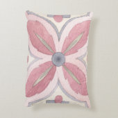 手描き水彩フローラタイル模様ピンク アクセントクッション (裏面(縦))