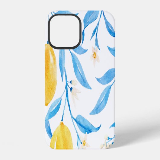手描き水彩レモンパターン iPhoneケース (裏面)