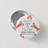 手描き水彩ロブスター メインキャッチ ブライダルシャワー 缶バッジ (正面&裏面)