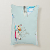 手描き水彩帆船図 アクセントクッション (裏面(縦))