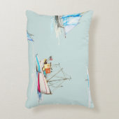 手描き水彩帆船図 アクセントクッション (正面(垂直))